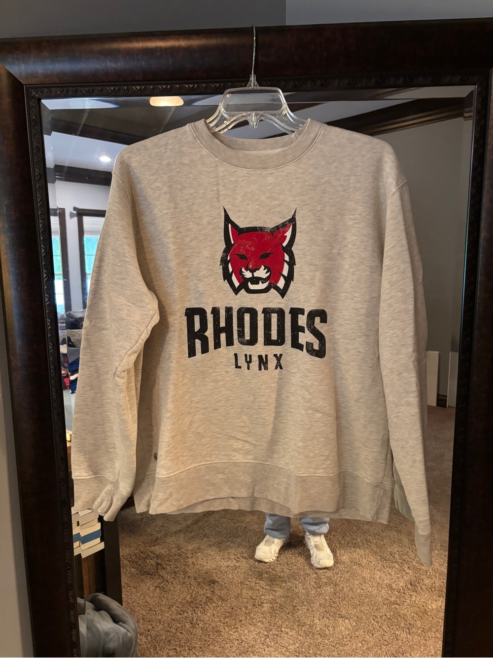 RHODE Lynx Gray Crewneck Sweatshirt with Red Lynx Graphic